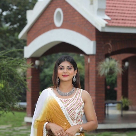 BEAUTIFUL READY TO WEAR FULL STITCH GWEORGETTE SEQUENCE EMBROIDERY WORK LEHENGHA - Picture 2 of 7